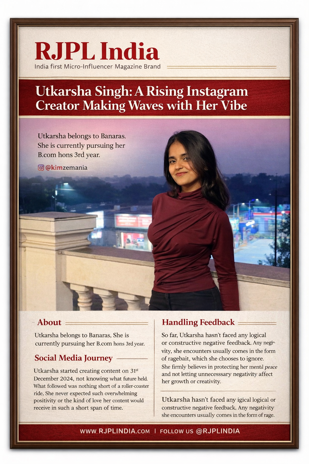 RJPL Magazine Printed Article Frame – Premium A4 Influencer Feature